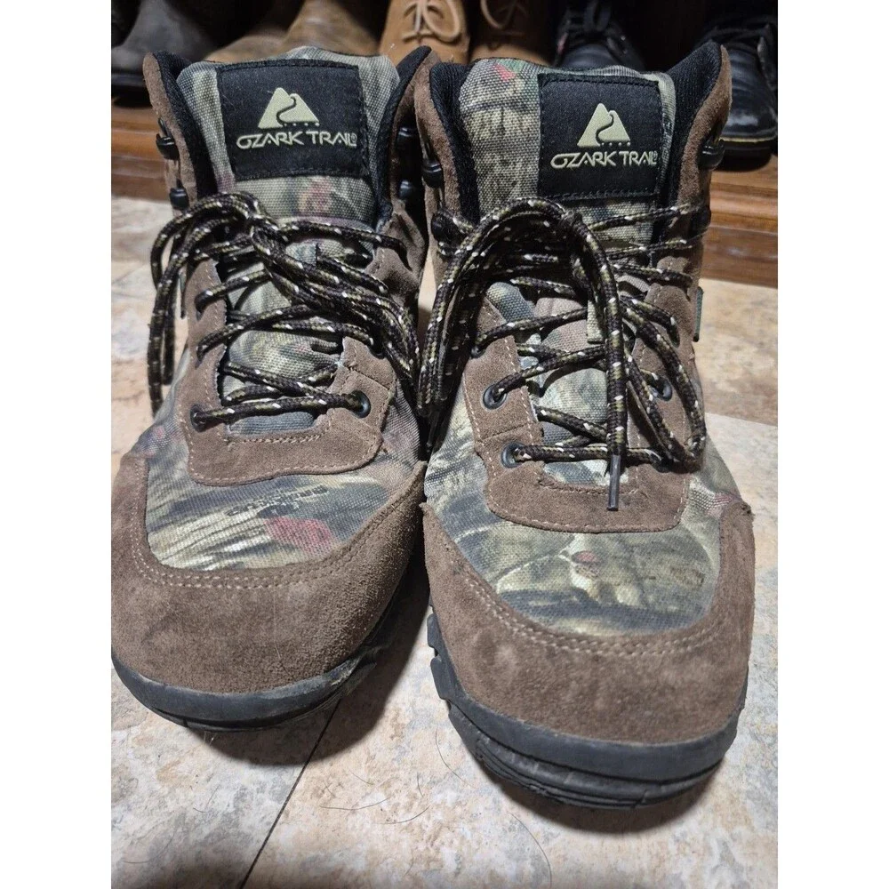 Ozark Trail Mens Hiking Boots Size 11 Waterproof Brown Camouflaged Camo Lace up
